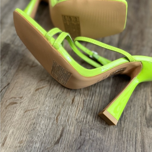 Lime Green Square Block Strappy Heels - Picture 6 of 11